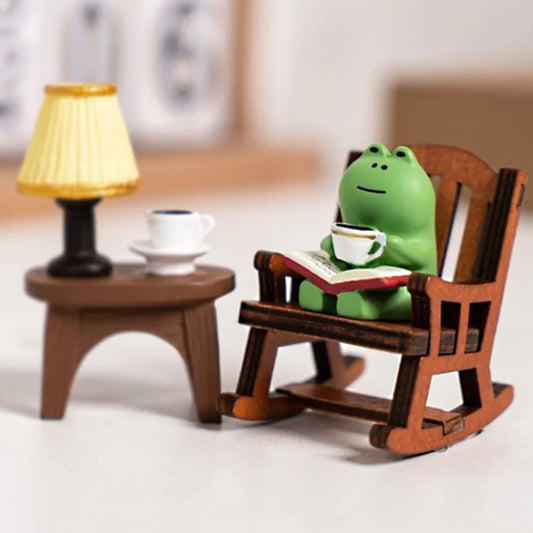 Cute Mini Frog Rocking Chair Figurine